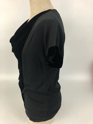 Calvin Klein Black Velvet & Silk Blend Blouse Top Cowl Neck Size Small READ - Thumbnail 2