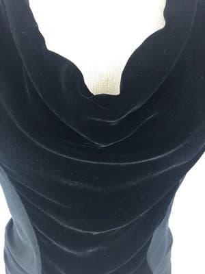 Calvin Klein Black Velvet & Silk Blend Blouse Top Cowl Neck Size Small READ - Thumbnail 3