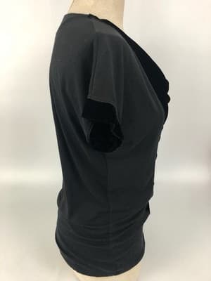 Calvin Klein Black Velvet & Silk Blend Blouse Top Cowl Neck Size Small READ - Thumbnail 5