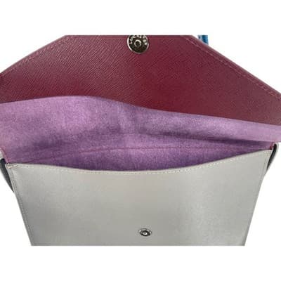 Lancaster Paris Colorblock Saffiano Leather Structured Satchel Bag grey burgundy - Thumbnail 15