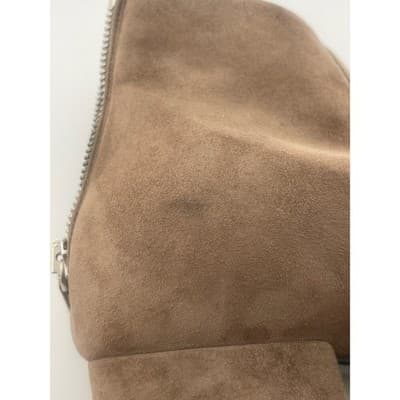 Prada Taupe Suede Ankle Booties Brown Boots Low heel size 39 8.5 women's EUC - Thumbnail 13