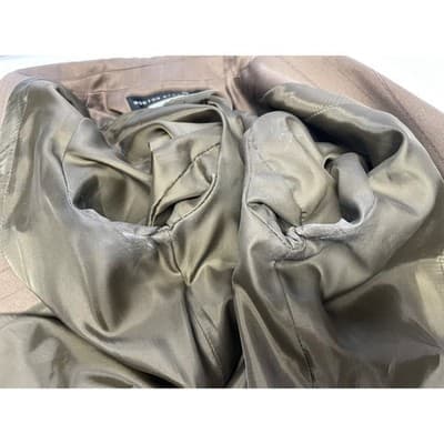 Vintage Pinstripe Blazer Dress Khaki Olive Tailored Button Front Coat Dress Sz 4 - Thumbnail 10