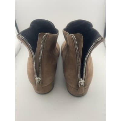 Prada Taupe Suede Ankle Booties Brown Boots Low heel size 39 8.5 women's EUC - Thumbnail 18