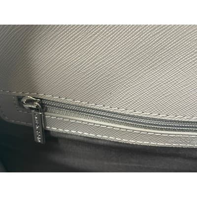 Lancaster Paris Colorblock Saffiano Leather Structured Satchel Bag grey burgundy - Thumbnail 11