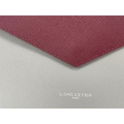 Lancaster Paris Colorblock Saffiano Leather Structured Satchel Bag grey burgundy - Thumbnail 3