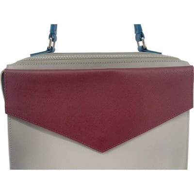 Lancaster Paris Colorblock Saffiano Leather Structured Satchel Bag grey burgundy - Thumbnail 14
