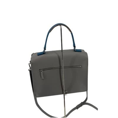 Lancaster Paris Colorblock Saffiano Leather Structured Satchel Bag grey burgundy - Thumbnail 8
