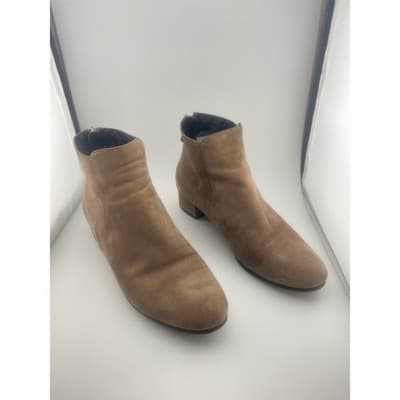 Prada Taupe Suede Ankle Booties Brown Boots Low heel size 39 8.5 women's EUC - Thumbnail 4