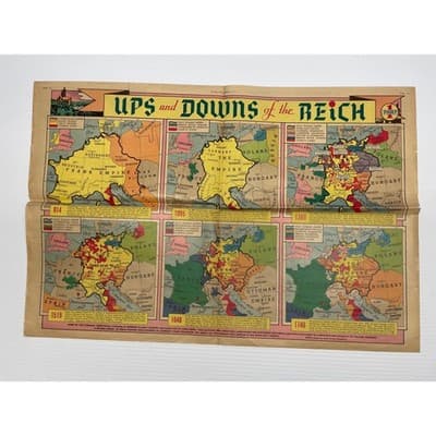 1939 May Pre-WWII Reich Map Pair "Ups and Downs of the Reich" Sunday News Color - Thumbnail 13