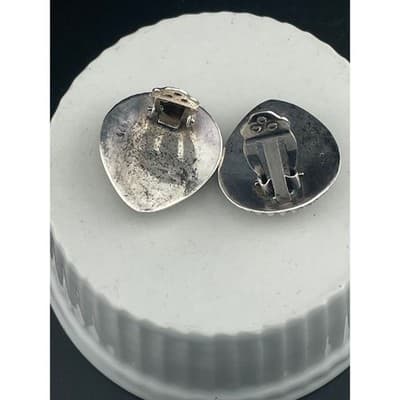 Vintage Sterling Silver Sculptural Shell Clip Earrings Ribbed 925 80's chunky - Thumbnail 15