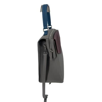 Lancaster Paris Colorblock Saffiano Leather Structured Satchel Bag grey burgundy - Thumbnail 6