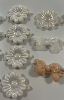 Vintage Lot Hair Clip Butterfly Flower Bows White Iridescent Holo 80s 90s Y2K - Thumbnail 3