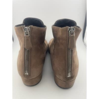 Prada Taupe Suede Ankle Booties Brown Boots Low heel size 39 8.5 women's EUC - Thumbnail 19