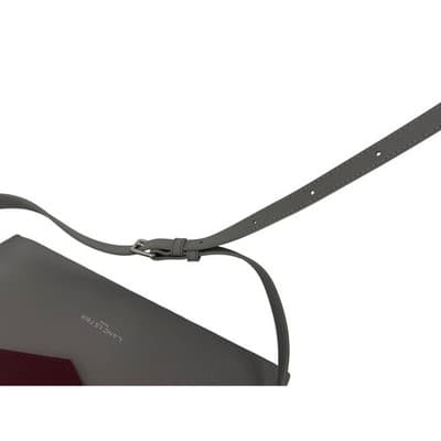 Lancaster Paris Colorblock Saffiano Leather Structured Satchel Bag grey burgundy - Thumbnail 18