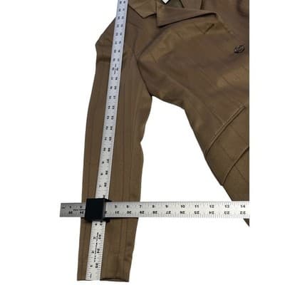 Vintage Pinstripe Blazer Dress Khaki Olive Tailored Button Front Coat Dress Sz 4 - Thumbnail 13