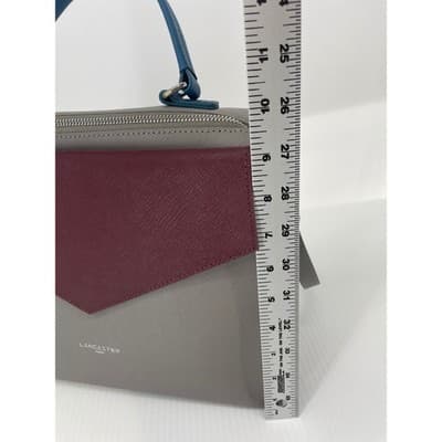 Lancaster Paris Colorblock Saffiano Leather Structured Satchel Bag grey burgundy - Thumbnail 21