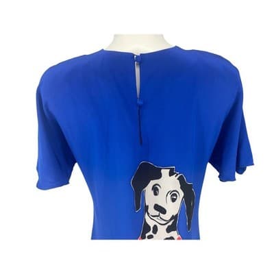 Vintage Yolanda Lorente Silk Dalmatian Dress Cobalt Blue Artwear Scarf 80s 90s - Thumbnail 7