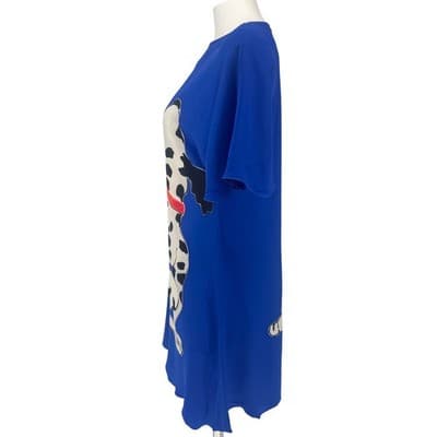Vintage Yolanda Lorente Silk Dalmatian Dress Cobalt Blue Artwear Scarf 80s 90s - Thumbnail 9