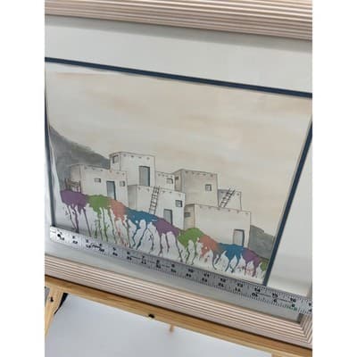 Signed Original Watercolor Painting Framed Southwest Adobe Village Art 1995 - Thumbnail 15