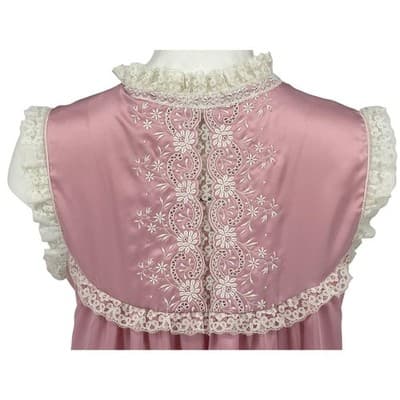 Vintage Eve Stillman Pink Lace Embroidered Hostess Nightgown Cottage Maxi Dress - Thumbnail 5