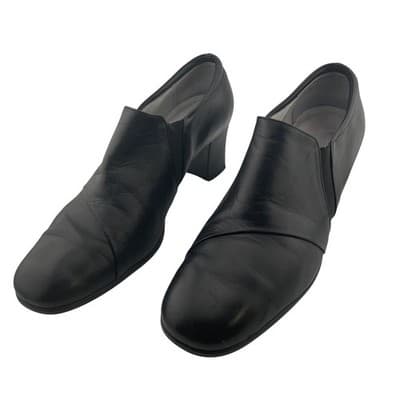 BeautiFeel Ashley Black Leather Comfort Pumps sz 40 9 Block Heel Made in Israel - Thumbnail 4