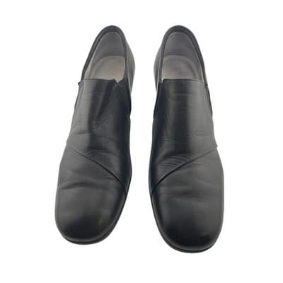 BeautiFeel Ashley Black Leather Comfort Pumps sz 40 9 Block Heel Made in Israel - Thumbnail 3