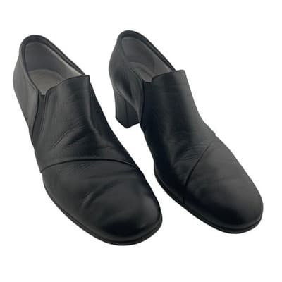 BeautiFeel Ashley Black Leather Comfort Pumps sz 40 9 Block Heel Made in Israel - Thumbnail 5