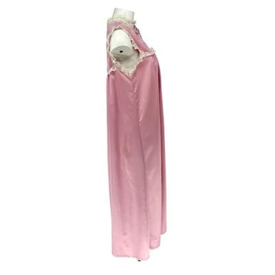 Vintage Eve Stillman Pink Lace Embroidered Hostess Nightgown Cottage Maxi Dress - Thumbnail 3