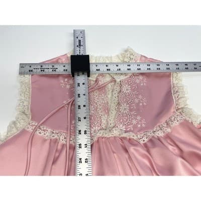 Vintage Eve Stillman Pink Lace Embroidered Hostess Nightgown Cottage Maxi Dress - Thumbnail 10
