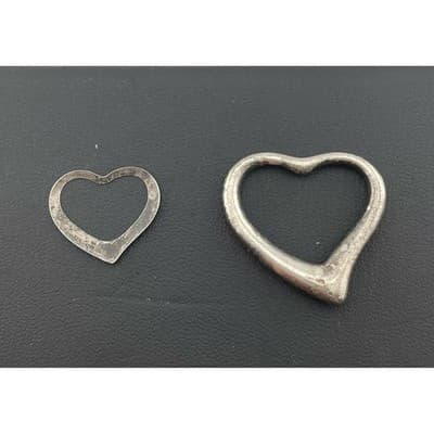 Sterling Silver Heart Pendant Slides Open Heart Layering Charms sorority sisters - Thumbnail 3