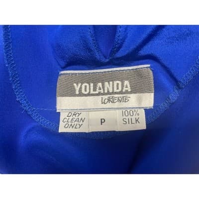 Vintage Yolanda Lorente Silk Dalmatian Dress Cobalt Blue Artwear Scarf 80s 90s - Thumbnail 14