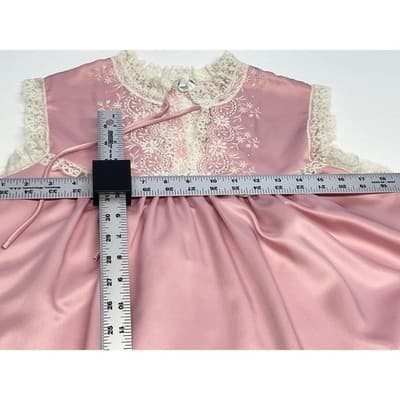 Vintage Eve Stillman Pink Lace Embroidered Hostess Nightgown Cottage Maxi Dress - Thumbnail 11