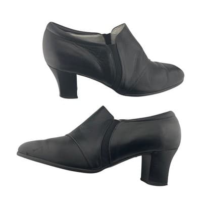 BeautiFeel Ashley Black Leather Comfort Pumps sz 40 9 Block Heel Made in Israel - Thumbnail 2