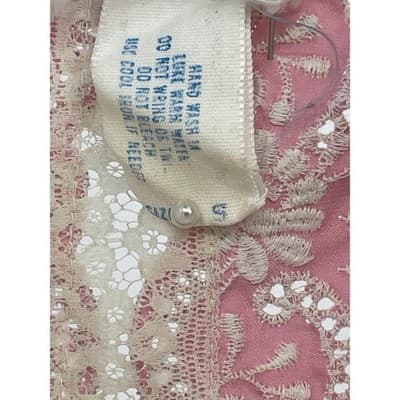Vintage Eve Stillman Pink Lace Embroidered Hostess Nightgown Cottage Maxi Dress - Thumbnail 8