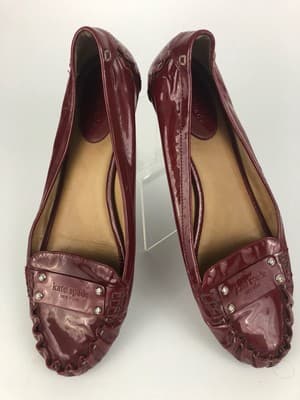 Kate Spade Burgundy patent Leather Loafers Size 8.5 - Thumbnail 2