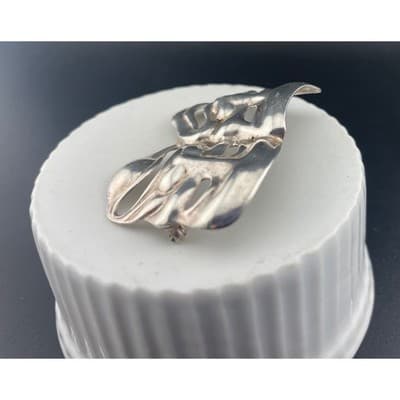 Vintage Sterling Silver Comedy Tragedy Mask Brooch 1950's Theater Pin statement - Thumbnail 5