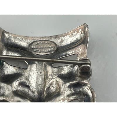 Vintage Sterling Silver Comedy Tragedy Mask Brooch 1950's Theater Pin statement - Thumbnail 11