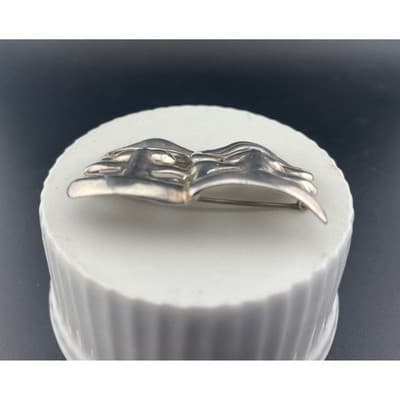 Vintage Sterling Silver Comedy Tragedy Mask Brooch 1950's Theater Pin statement - Thumbnail 4