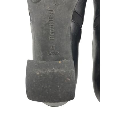 BeautiFeel Ashley Black Leather Comfort Pumps sz 40 9 Block Heel Made in Israel - Thumbnail 11