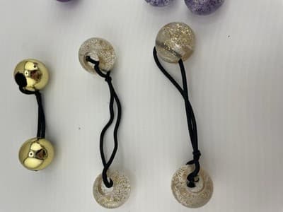 Vintage Lot Girl’s Metallic Glitter Knocker Ball Bobble Twin Hair Tie Ponytail - Thumbnail 3
