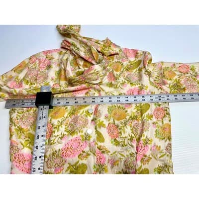 Vintage Adelaar Silk Floral Pussy Bow Blouse 40s 50s Pink Green Romantic Top - Thumbnail 12