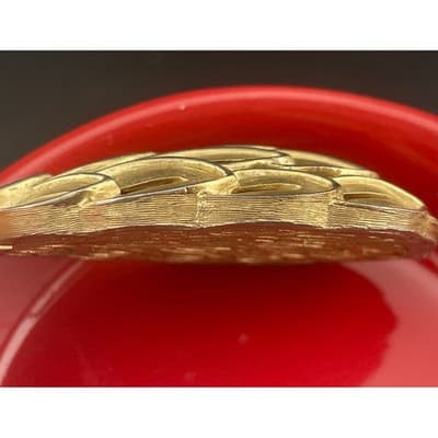 Vintage Crown Trifari Gold Tone Pendant Necklace Leaf Drop Statement 24" - Thumbnail 11