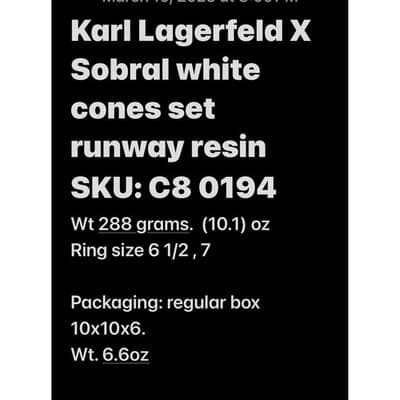 Karl Lagerfeld Sobral White Cone Bracelet & Ring Set Avant Garde Runway Jewelry - Thumbnail 14