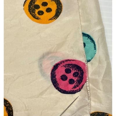 Vintage 1980s Silk Trompe L'Oeil Button Print Colorful Blouse Pop Art Top M/L - Thumbnail 12