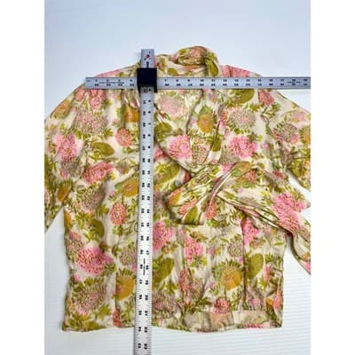 Vintage Adelaar Silk Floral Pussy Bow Blouse 40s 50s Pink Green Romantic Top - Thumbnail 11