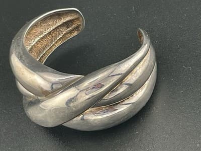 Charles Krypell Vintage Sterling Cuff Bracelet Chunky Small Size Knot Signed - Thumbnail 10