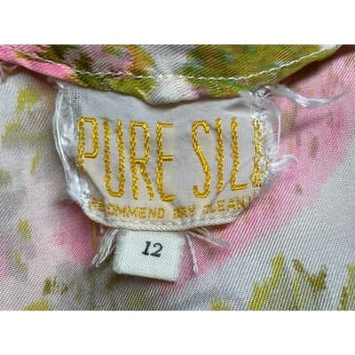 Vintage Adelaar Silk Floral Pussy Bow Blouse 40s 50s Pink Green Romantic Top - Thumbnail 8