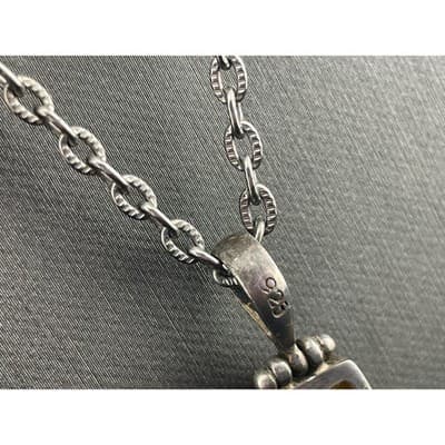 Sterling Nautilus Shell Pendant Studio Artisan Glitter MOP Statement Necklace - Thumbnail 8