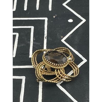 Winard 12K GF Smoky Quartz Brooch Sculptural Modernist Abstract Mid Century - Thumbnail 6