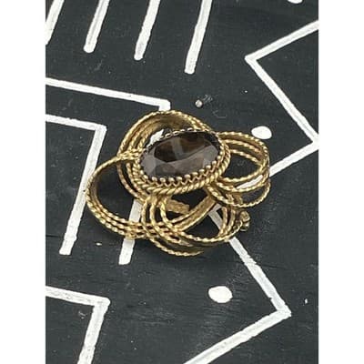 Winard 12K GF Smoky Quartz Brooch Sculptural Modernist Abstract Mid Century - Thumbnail 4
